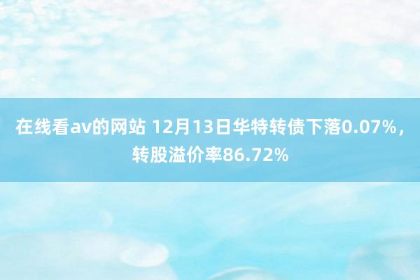 在线看av的网站 12月13日华特转债下落0.07%，转股溢价率86.72%