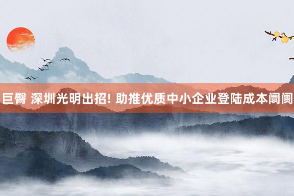 巨臀 深圳光明出招! 助推优质中小企业登陆成本阛阓